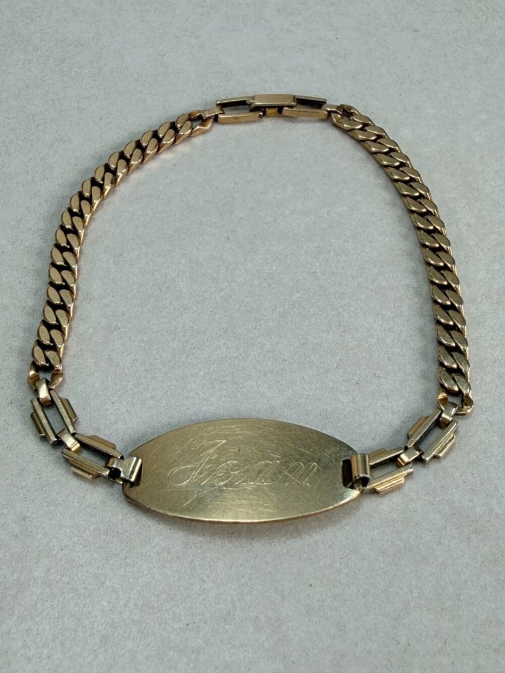 Vintage Gold Filled Engraved Joan ID Bracelet Personalized Chain Bracelet